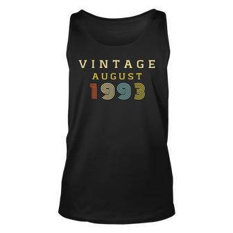 30 Year Old Birthday Gifts Vintage 1993 August Unisex Tank Top - Thegiftio UK