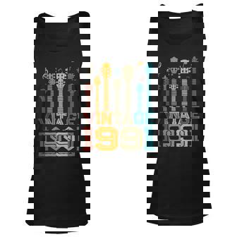 32Nd Birthday Gifts Vintage 1991 Guitarist Guitar Lovers Unisex Tank Top | Seseable CA