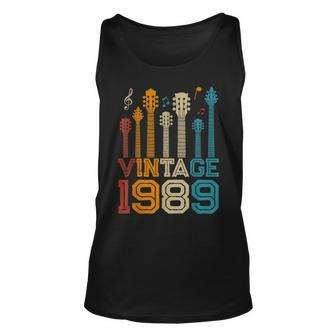 34Th Birthday Gifts Vintage 1989 Guitarist Guitar Lovers Unisex Tank Top - Seseable