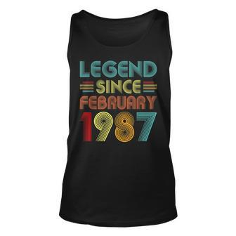 36Th Birthday Gifts Legend Since February 1987 36 Years Old  Unisex Tank Top