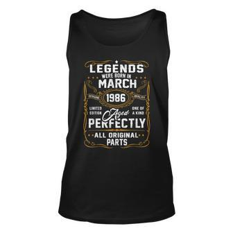 37 Years Old Gifts Decoration March 1986 37Th Birthday Unisex Tank Top - Seseable