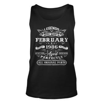 37 Years Old Gifts Legends Born In February 1986 37Th Bday V2 Unisex Tank Top - Seseable