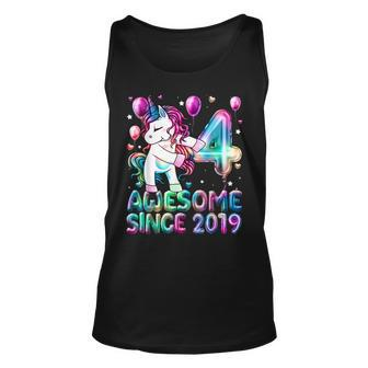 4 Years Old Unicorn Flossing 4Th Birthday Girl Unicorn Party V5 Unisex Tank Top - Seseable