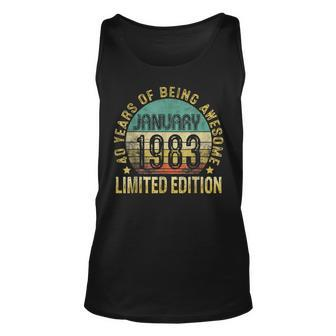 40 Years Old Gifts Vintage January 1983 40Th Birthday Gift Unisex Tank Top - Seseable