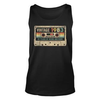 40Th Birthday 40 Years Old Vintage 1983 Cassette Tape 80S Unisex Tank Top - Seseable