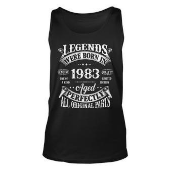 40Th Birthday Vintage Legends Born In 1983 40 Years Old Unisex Tank Top | Mazezy