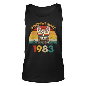 40Th Cat Lover Birthday 40 Year Old Awesome Since 1983 Unisex Tank Top | Mazezy