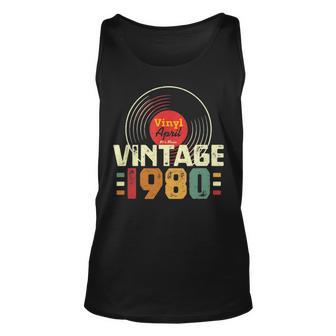 41Th Birthday Gift Vintage 1980 April 41 Years Vinyl Record Unisex Tank Top - Seseable