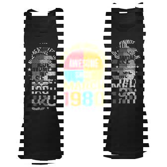 43 Year Awesome Since March 1980 Vintage 43Rd Birthday Tank Top | Mazezy