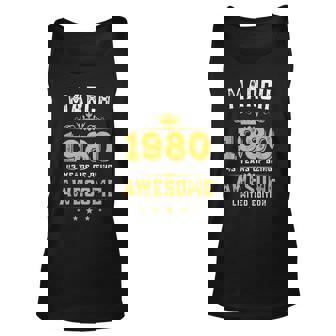 43 Years Old Gifts Vintage March 1980 43Rd Birthday Unisex Tank Top | Mazezy