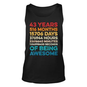 43Rd Birthday 43 Years Of Being Awesome Vintage 43 Years Old Unisex Tank Top | Seseable FR