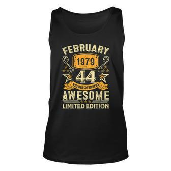 44 Year Old Awesome Since February 1979 44Th Birthday Gifts Unisex Tank Top - Seseable