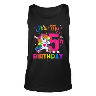 5 Years Old Unicorn Its My 5Th Birthday Girl Party Unisex Tank Top - Thegiftio UK