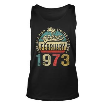50 Years Old Gifts Vintage February 1973 50Th Birthday Gift Unisex Tank Top - Seseable
