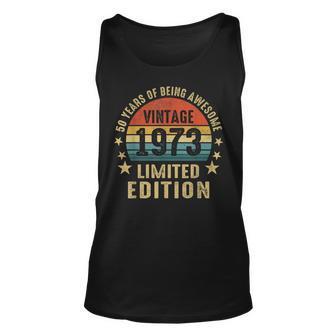 50Th Birthday Gift Vintage 1973 Limited Edition 50 Year Old V8 Unisex Tank Top - Thegiftio UK