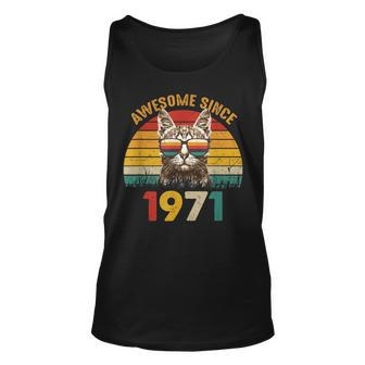 52Nd Birthday 52 Year Cat Lover Vintage Awesome Since 1971 Unisex Tank Top - Seseable
