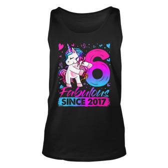 6 Years Old Flossing Unicorn Gifts 6Th Birthday Girl Party Unisex Tank Top - Seseable