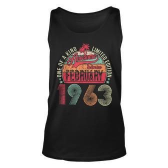 60 Year Old Awesome Since February 1963 Gifts 60Th Birthday Unisex Tank Top - Seseable