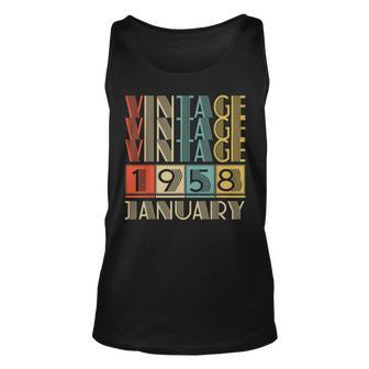 65 Year Old Gift Vintage Made In January 1958 65Th Birthday Unisex Tank Top - Thegiftio UK