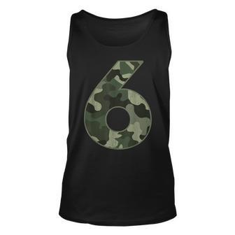 6Th Birthday Army Birthday Party 6 Years Old Camo Number 6 Unisex Tank Top - Seseable
