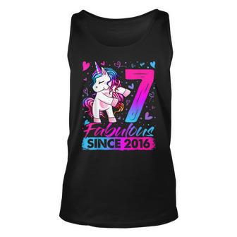 7 Years Old Flossing Unicorn Gifts 7Th Birthday Girl Party Unisex Tank Top | Mazezy