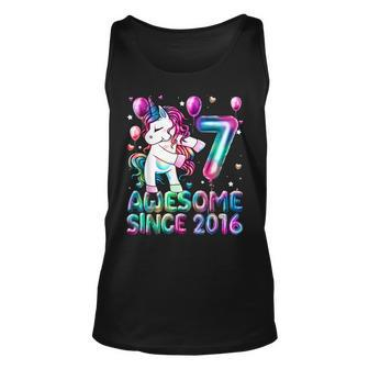 7 Years Old Unicorn Flossing 7Th Birthday Girl Unicorn Party Tank Top | Mazezy