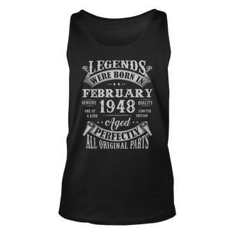 75 Years Old Gifts Legends Born In February 1948 75Th Bday V2 Unisex Tank Top - Seseable