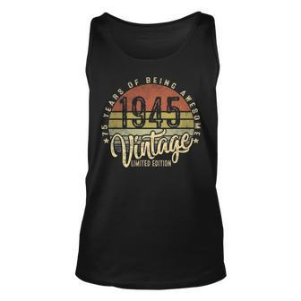 75Th Birthday Gift Vintage 1945 Retro Bday 75 Years Old Unisex Tank Top - Seseable