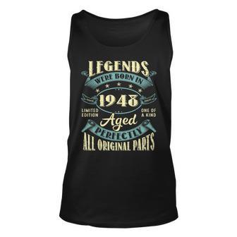 75Th Birthday Vintage Legends Born In 1948 75 Year Old Tank Top | Mazezy