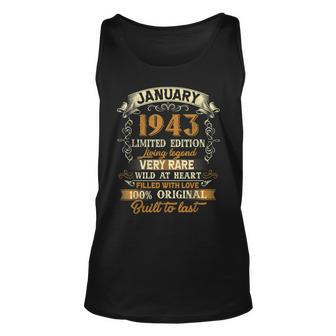 80 Year Old Awesome Since January 1943 Vintage 80Th Birthday Unisex Tank Top - Seseable