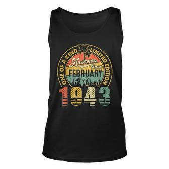 80 Years Old Gifts Vintage February 1943 80Th Birthday Gift Unisex Tank Top - Seseable