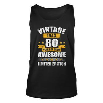 80 Years Old Vintage 1943 Limited Edition 80Th Birthday Gift V14 Unisex Tank Top - Thegiftio UK
