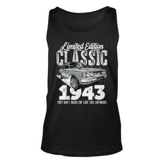 80Th Birthday Vintage Classic Car 1943 B-Day 80 Year Old Unisex Tank Top | Mazezy