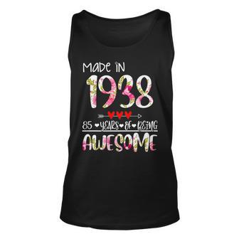 85Th Birthday Gifts For Women Floral Made In 1938 Birthday Unisex Tank Top - Seseable