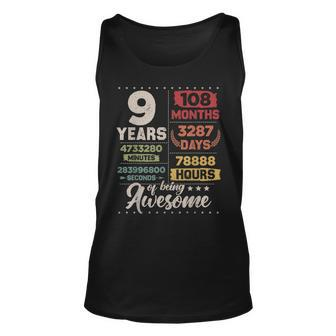 9 Years Of Being Awesome Retro Countdown 9Th Birthday Unisex Tank Top - Seseable