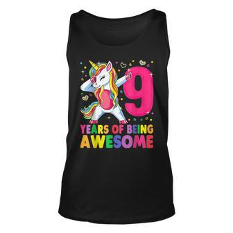 9 Years Old Unicorn Dabbing 9Th Birthday Girl Unicorn Party V2 Unisex Tank Top - Seseable