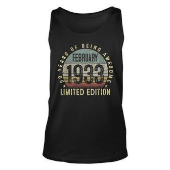 90 Years Old Gifts Vintage February 1933 90Th Birthday Gift Unisex Tank Top - Seseable