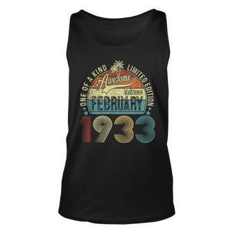 90 Years Old Gifts Vintage February 1933 90Th Birthday Gift V2 Unisex Tank Top - Seseable