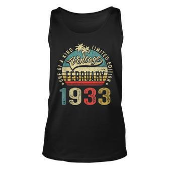 90 Years Old Gifts Vintage February 1933 90Th Birthday Gift V3 Unisex Tank Top - Seseable