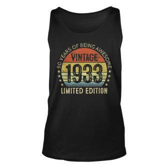 90 Years Old Vintage 1933 Limited Edition 90Th Birthday Gift V3 Unisex Tank Top - Seseable
