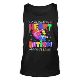 A Big Piece Of My Heart Has Autism And Hes My Uncle Unisex Tank Top | Mazezy