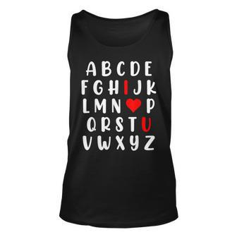 Abc Alphabet I Love You English Valentines Day Funny Teacher Unisex Tank Top - Seseable