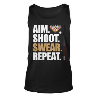 Aim Shoot Swear Repeat Pool Billiard Snooker Unisex Tank Top - Thegiftio UK