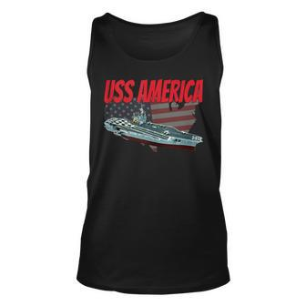 Aircraft Carrier Uss America Cv-66 For Grandpa Dad Son Unisex Tank Top - Seseable