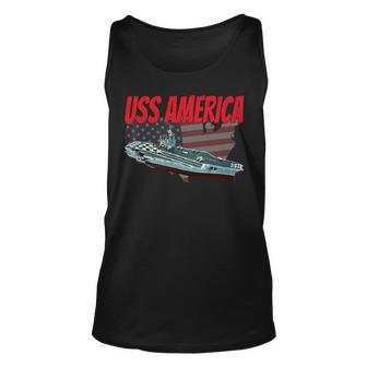 Aircraft Carrier Uss America Cv-66 For Grandpa Dad Son Unisex Tank Top - Seseable