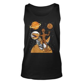 Alien Riding Dinosaur Black History Month Funny Blm T-Rex Unisex Tank Top - Seseable