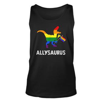 Allysaurus Trans Ally T Rex Dinosaur Gay Pride Parade Lgbt V2 Men Women Tank Top Graphic Print Unisex - Thegiftio UK