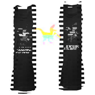 Allysaurus Trans Ally T Rex Dinosaur Gay Pride Parade Lgbt V2 Men Women Tank Top Graphic Print Unisex - Thegiftio