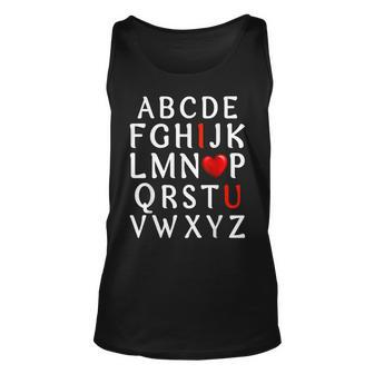 Alphabet Abc I Love You Valentines Day Heart Gifts Him Her Unisex Tank Top - Seseable
