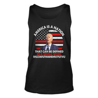 America Is A Nation That Can Be Defined In Single Word Biden Tank Top | Mazezy CA